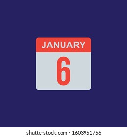 calendar - January 6 icon illustration isolated vector sign symbol