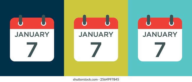 calendar - January 7 icon illustration isolated vector sign symbol