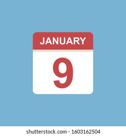 calendar - January 9 icon illustration isolated vector sign symbol