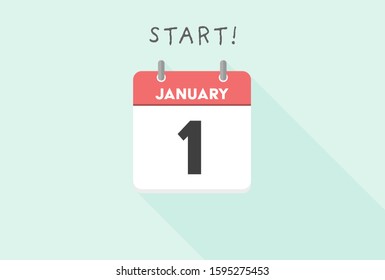 Calendar, January, Winter, New year concept - Simple & stylish Vector design illustration.  Beginning of month and JANUARY calendar on Light blue background. Good for new year's greeting.