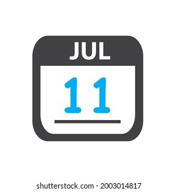 calendar - Jul 11 icon illustration, July flat vector design