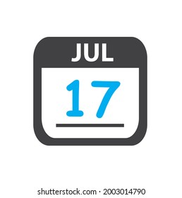 calendar - Jul 17 icon illustration, July flat vector design