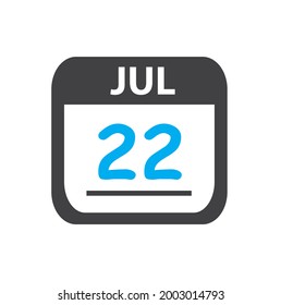 calendar - Jul 22 icon illustration, July flat vector design