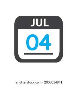 calendar - Jul 4 icon illustration, July flat vector design