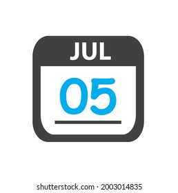 calendar - Jul 5 icon illustration, July flat vector design