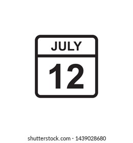 calendar - July 12 icon illustration isolated vector sign symbol