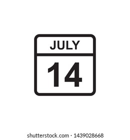 calendar - July 14 icon illustration isolated vector sign symbol