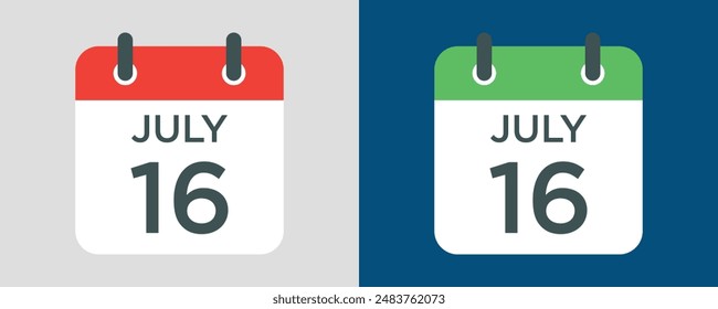 calendar - July 16 icon illustration isolated vector sign symbol