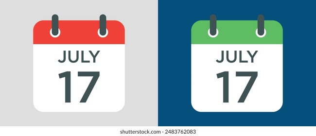 calendar - July 17 icon illustration isolated vector sign symbol