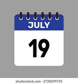 calendar july 19 icon vector reminder for important deadlines and special events this autumn season