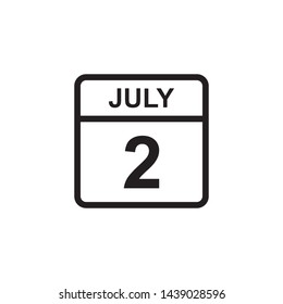 calendar - July 2 icon illustration isolated vector sign symbol