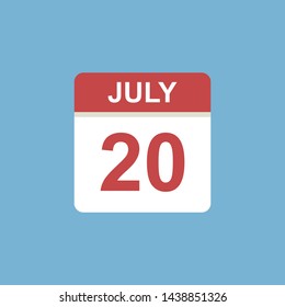 calendar - July 20 icon illustration isolated vector sign symbol