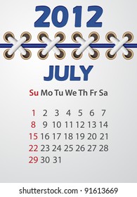 calendar for july 2012