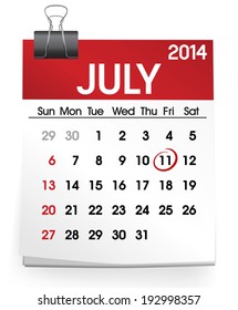 Calendar of July 2014