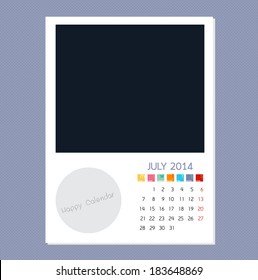 Calendar July 2014, Photo frame background