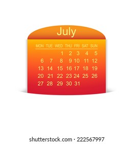 Calendar July 2015. Vector illustration 