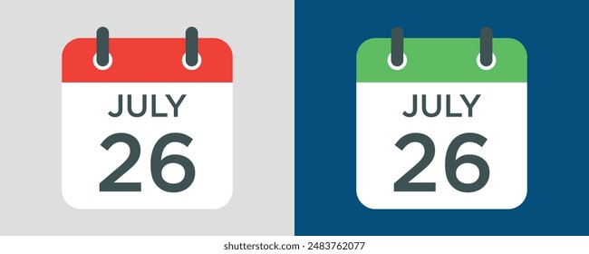 calendar - July 26 icon illustration isolated vector sign symbol