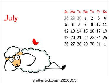 Calendar for July