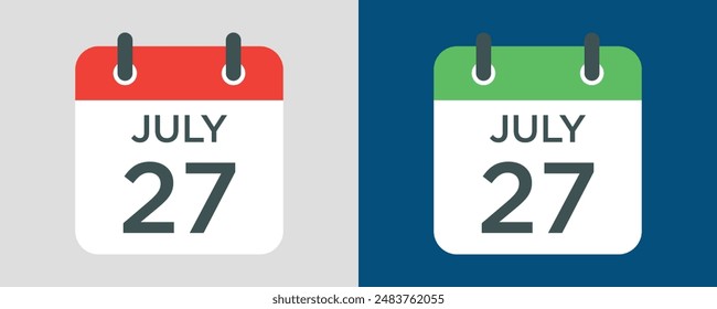 calendar - July 27 icon illustration isolated vector sign symbol