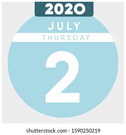 Calendar, July 2nd, 2020. Blue color