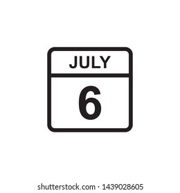 calendar - July 6 icon illustration isolated vector sign symbol