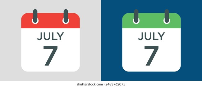 calendar - July 7 icon illustration isolated vector sign symbol