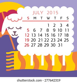 calendar JULY flat sheep