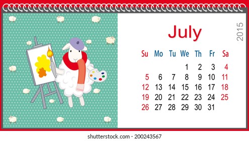 Calendar for July and lamb artist