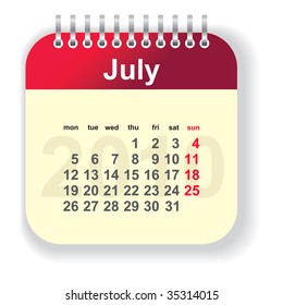 calendar - july (look for other month in my portfolio)