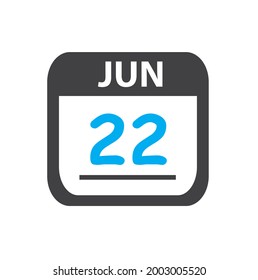   calendar - Jun 22 icon illustration, June flat vector design