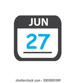   calendar - Jun 27 icon illustration, June flat vector design
