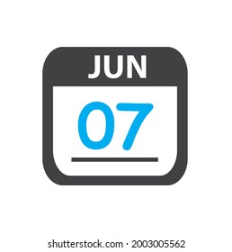   calendar - Jun 7 icon illustration, June flat vector design