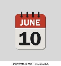 The calendar. June 10. Vector illustration. Flat design for business financial marketing banking web concept cartoon illustration.