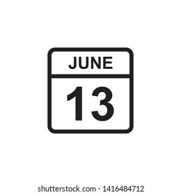calendar - June 13 icon illustration isolated vector sign symbol