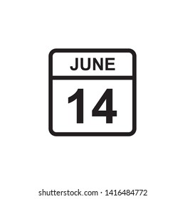 calendar - June 14 icon illustration isolated vector sign symbol