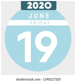 Calendar, June 19th, 2020. Blue color