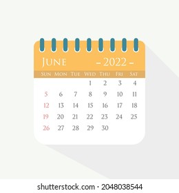Calendar June 2022. vector Illustration