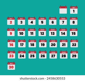 Calendar of june at 2024. Eps 10.