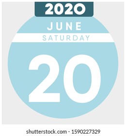 Calendar, June 20th, 2020. Blue color