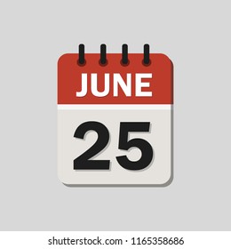 
The calendar. June 25th. Vector illustration. Flat design for business financial marketing banking web concept cartoon illustration.