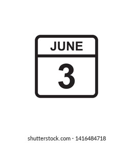calendar - June 3 icon illustration isolated vector sign symbol