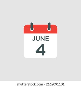 Calendar June 4 Icon Illustration Isolated Stock Vector (Royalty Free ...