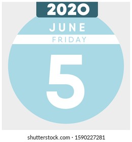 Calendar, June 5th, 2020. Blue color