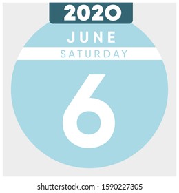 Calendar, June 6th, 2020. Blue color