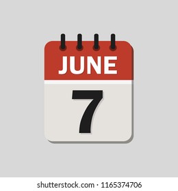 The calendar. June 7. Vector illustration. Flat design for business financial marketing banking web concept cartoon illustration.