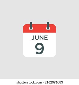 calendar - June 9 icon illustration isolated vector sign symbol