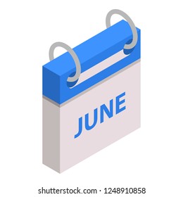 Calendar june month icon. Isometric of calendar june month vector icon for web design isolated on white background