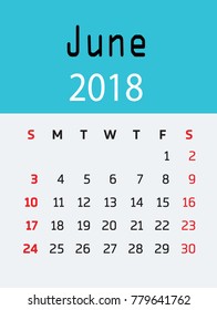 Calendar of June,
Monthly Calendar with Holidays.