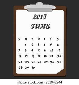  calendar of june with note theme