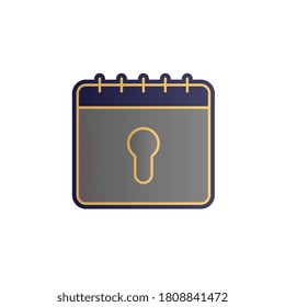 Calendar, key, castle color gradient vector icon